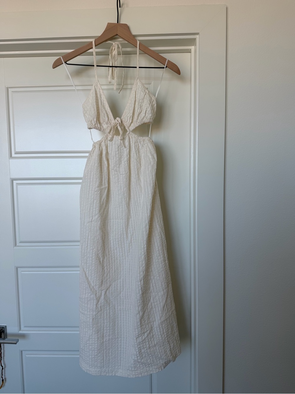 Madewell Cream Backless Tie-Front Sundress